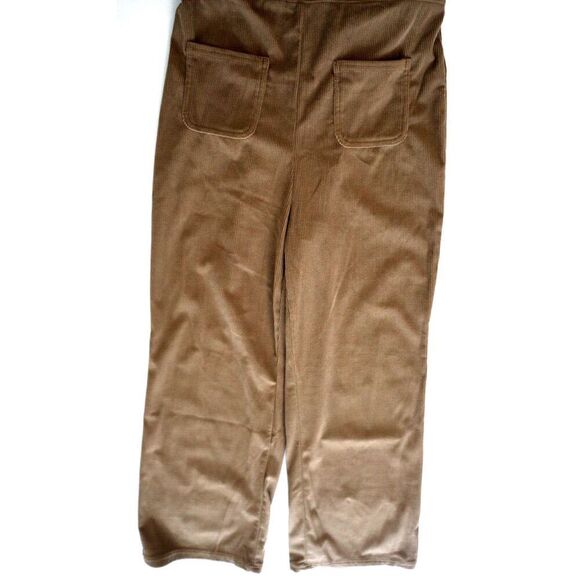 Sincerely Jules Women's Sz L Brown Corduroy Wide Leg V-Neck Jumpsuit Overalls - Picture 13 of 15